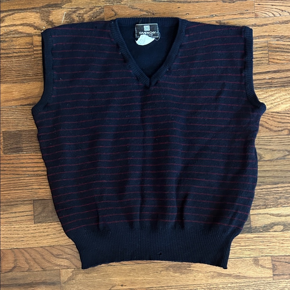 Givenchy V-Neck Sweater Vest in Dark Blue and Burgundy